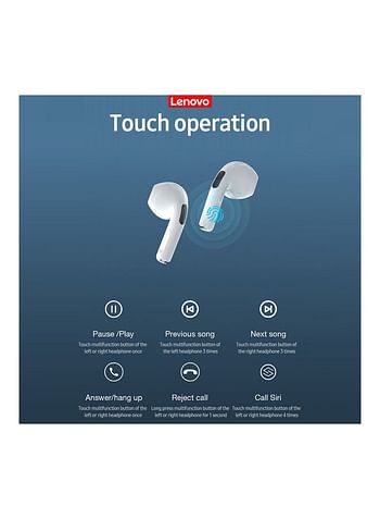 Lenovo LivePods TWS Bluetooth 5.0 Earphone Mini Portable Earbuds 9D Stereo Waterproof Sport Headphone with Mic HT38  - White