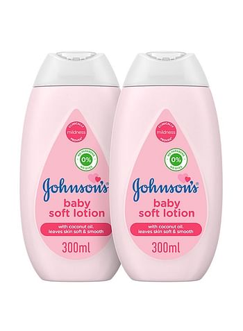 Johnson's Pack Of 2 Baby Soft Lotion With Coconut Oil For Soft And Smooth Skin - 300ml