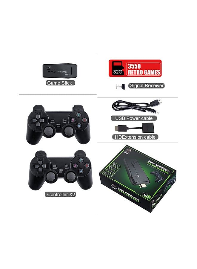 Y3 Lite HD TV Game Console With 32Gcard 3000 Games 2 Controllers With 1 Stick 1 HD Extension Cable - Black