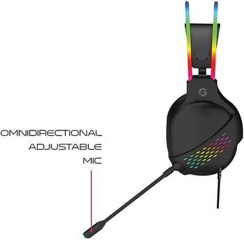 GAMEON GO-711 RGB Gaming Headset With Detachable Mic - Black Anti-Violence beam ABS Surfaced design Omnidirectional mic system High-Grade 50mm drivers 2-meter braided cable for long term flexibility