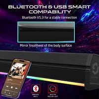 GAMEON Sonicstorm X High, Powered Wireless Bluetooth Sound Bar with TWS, RGB Lights, and Long Battery Life of 2400mAh, 10M Range, Aux, in/TF/USB, 52mm Dual Horns, Impedance: 4ohm,3, 4 Hours Playtime