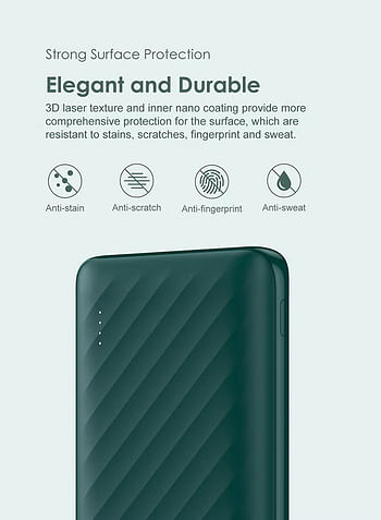 Oraimo 10000 mAh Toast 10 PD Pro II Powerbank with 20W Fast Charging,Type C & USBs Triple Output,Multi-Layer Protection Green