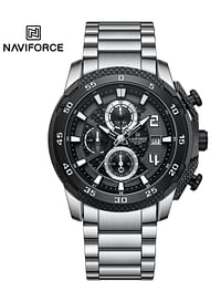 New Naviforce Watch NF-8047S Men’s Fashion Watch, Stainless Steel Top Brand Luxury Military Chronograph Watch - Silver\Black