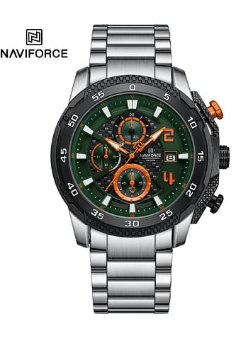 New Naviforce Watch NF-8047S Men’s Fashion Watch, Stainless Steel Top Brand Luxury Military Chronograph Watch - Black\Black