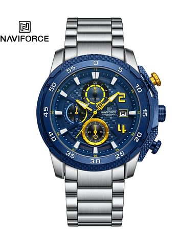 New Naviforce Watch NF-8047S Men’s Fashion Watch, Stainless Steel Top Brand Luxury Military Chronograph Watch - Black\Black