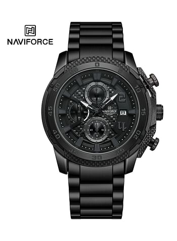 New Naviforce Watch NF-8047S Men’s Fashion Watch, Stainless Steel Top Brand Luxury Military Chronograph Watch - Black\Black