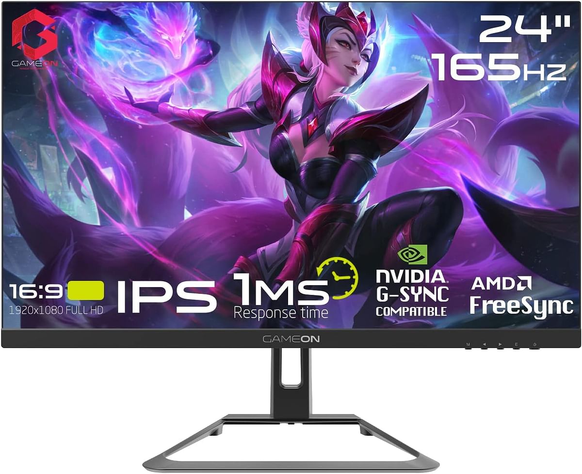 GAMEON GOE24FHD165IPS Amazn Exclusive, Black Gaming Monitor 24 Inch FHD IPS Panel, 165Hz Refresh Rate, 1ms Response Time, Adjustable Stand