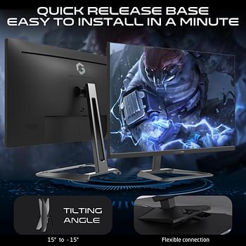 GAMEON GOE24FHD165IPS Amazn Exclusive, Black Gaming Monitor 24 Inch FHD IPS Panel, 165Hz Refresh Rate, 1ms Response Time, Adjustable Stand