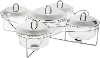 Chef Inox Food Warmer Set of 5 Pieces, Round - K705 -Silver