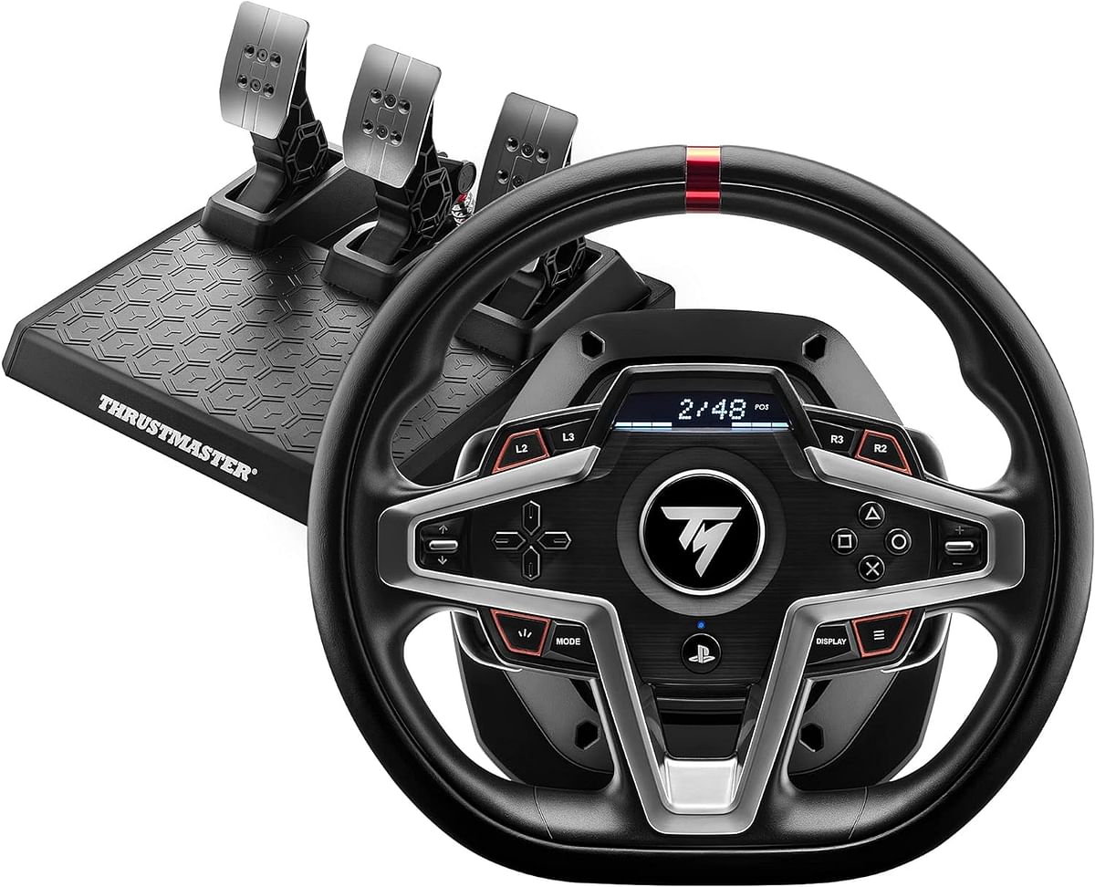 Thrustmaster T248, Racing Wheel and Magnetic Pedals, HYBRID DRIVE, Magnetic Paddle Shifters, Dynamic Force Feedback, Screen with Racing Information (PS5, PS4, PC)- Black