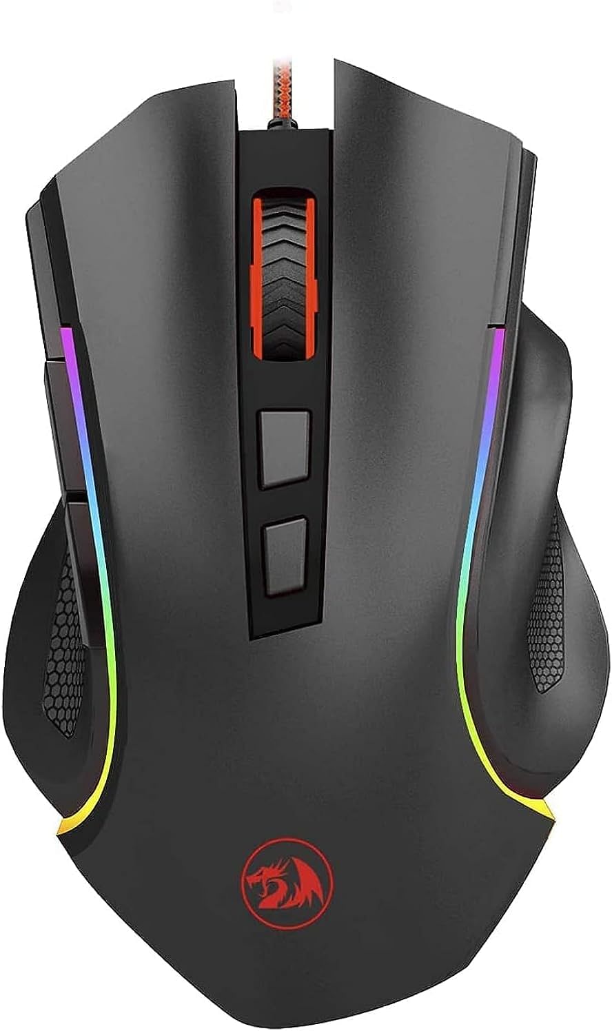 Redragon Griffin M607 Wired USB Gaming Mouse with 7 Programmable Buttons 7200 DPI/RGB Lighting for Windows/Mac PC - Black