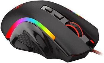 Redragon Griffin M607 Wired USB Gaming Mouse with 7 Programmable Buttons 7200 DPI/RGB Lighting for Windows/Mac PC - Black