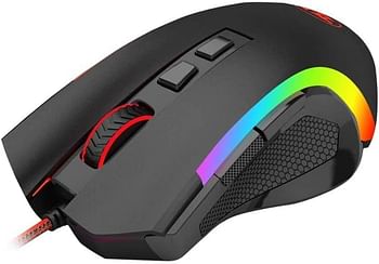 Redragon Griffin M607 Wired USB Gaming Mouse with 7 Programmable Buttons 7200 DPI/RGB Lighting for Windows/Mac PC - Black