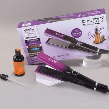 PRECISIONWARE ENZO EN-3211 Professional Ceramic Titanium Hair Straightener – Fast Heating, Vitamin C Infused Adjustable Temperature