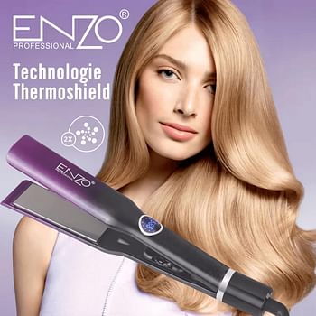 PRECISIONWARE ENZO EN-3211 Professional Ceramic Titanium Hair Straightener – Fast Heating, Vitamin C Infused Adjustable Temperature