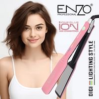 ENZO EN-3994 Professional Hair Straightener - Advanced Heat Settings, Nano Titanium Plates, and Ergonomic Design - Perfect for Smooth, Sleek, and Frizz-Free Hair -Pink