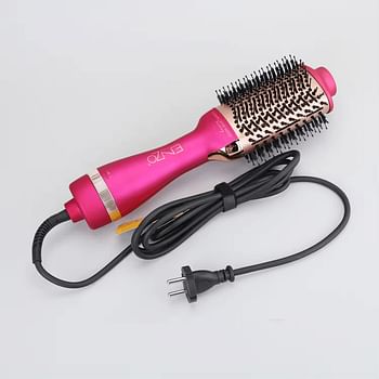 ENZO EN-6213 Electric Ion Hot Air Brush – 2-in-1 Hair Dryer and Styler with Ionic Technology, Ceramic Brush, Adjustable Heat and Speed Settings - Blue