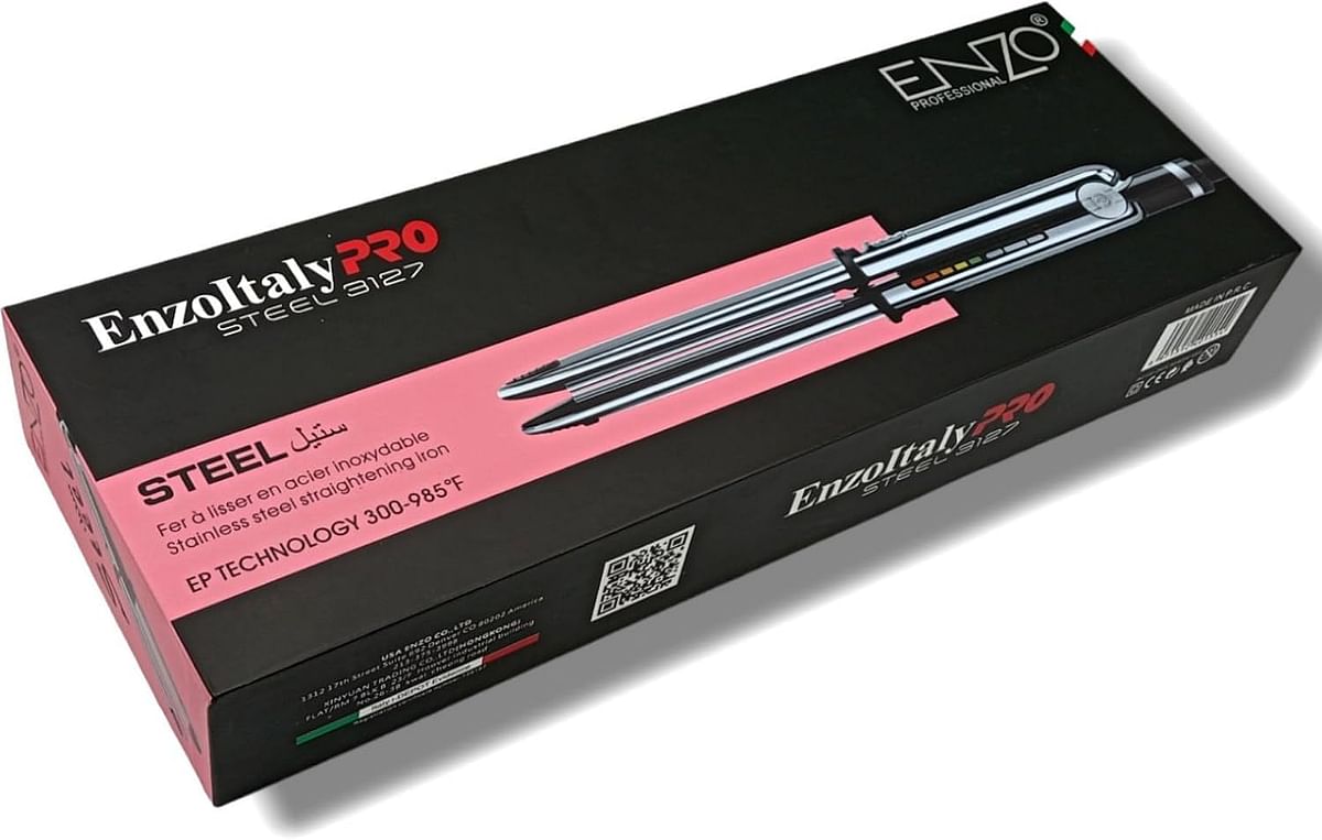 Precisionware Enzo Pro Steel Professional Hair Straightener   With Advanced Heat Technology Adjustable Temperature Settings and Ergonomic Design Perfect for Smooth Sleek  en-3127