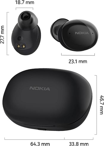 Nokia Comfort Earbuds – TWS-411 BK Wireless Bluetooth Earbuds with microphone for phone, laptop and tablet. Compatible with iOS and Android – IPX5 – Up to 29 hours with compact charging case – Black