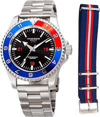 Akribos XXIV Men’s Stainless Steel Diver Watch – Dial With Bonus Patriotic NATO Fabric Strap