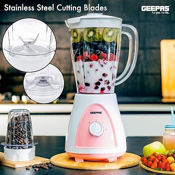 Geepas GSB5485 600W 2 in-1 Blender Stainless Steel Blades 2 Speed Control with Pulse Overheat Protection Ice Crusher Chopper Coffee Grinder