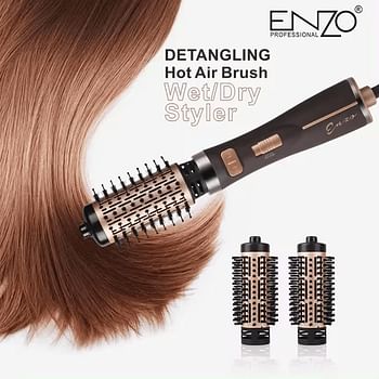 ENZO EN-743 Rotating Hot Air Volumizer 2-in-1 Hair Dryer and Styler with Ionic Technology Ceramic Coating Adjustable Heat Settings and Multi-Directional Rotation