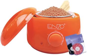 PRECISIONWARE ENZO EN-1102B Professional Wax Heater with Hair Removal Wax Beans - Efficient and Easy-to-Use Home Waxing Kit for Smooth Silky Skin - Orange