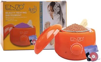 PRECISIONWARE ENZO EN-1102B Professional Wax Heater with Hair Removal Wax Beans - Efficient and Easy-to-Use Home Waxing Kit for Smooth Silky Skin - Orange