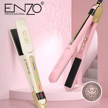 ENZO EN-2401 Brazilian Hair Straightener – Fast Heat-Up Adjustable Temperature Ergonomic Design - Pink