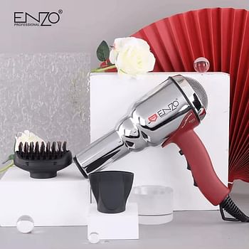 PRECISIONWARE ENZO EN-2997 Professional Steel Hair Dryer with Ions Generator - High-Power 2000W Blow Dryer for Smooth Frizz-Free Hair