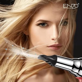 PRECISIONWARE ENZO EN-2997 Professional Steel Hair Dryer with Ions Generator - High-Power 2000W Blow Dryer for Smooth Frizz-Free Hair