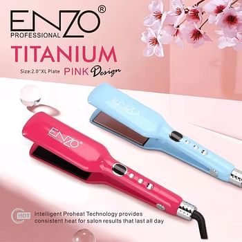 ENZO EN-3215 Professional Hair Straightener Fast Heating Wide Plate Hair Styler Flat IroN -Blue