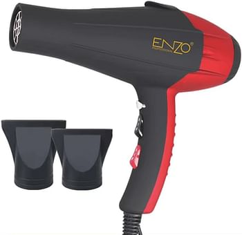 ENZO EN-6109 8000W Professional Hair Dryer – High-Power Hair Blow Dryer with Ionic Technology, 3 Heat Settings, 2 Speed Settings, and Concentrator Nozzle