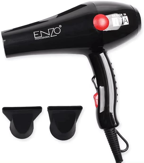 PRECISIONWARE ENZO EN-6114 Professional Hair Dryer – 2200W High-Power with Ionic Technology, 3 Heat Settings, 2 Speed Settings, and Concentrator Nozzle