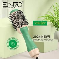 ENZO EN-6212 Professional One-Step Hair Dryer and Styler - 2-in-1 Volumizing Hot Air Brush with Ionic Technology, Ceramic Coating, Adjustable Heat Settings, and Ergonomic Design