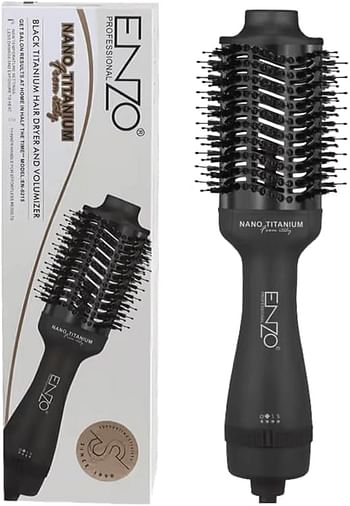 PRECISIONWARE ENZO EN-6215 ENZO Round Blow Rotating Hair Brush – 2-in-1 Hair Dryer Brush, 1500W Hot Air Brush with Rotating Barrel, Ionic Technology,