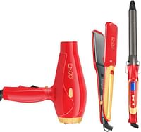 PRECISIONWARE ENZO EN-6305A Professional 3-in-1 Hair Styling Package – 1845 W 45W/55W-Includes High-Power Hair Dryer, Ceramic Straightener, and Curling Iron