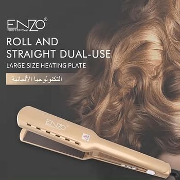 ENZO EN-3337 Professional Hair Straightener - Advanced Ceramic Plates, Adjustable Temperature Settings, Fast Heat-Up, and Ergonomic Design - Perfect for Smooth, Sleek, and Frizz-Free Hair