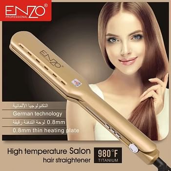 ENZO EN-3337 Professional Hair Straightener - Advanced Ceramic Plates, Adjustable Temperature Settings, Fast Heat-Up, and Ergonomic Design - Perfect for Smooth, Sleek, and Frizz-Free Hair