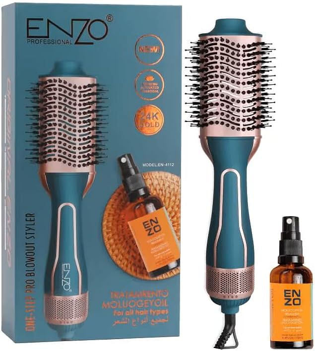 ENZO EN-4112 ENZO Hot Air Hair Brush Styler – 240V Professional Hair Dryer Brush with Multi-Function Heat Settings