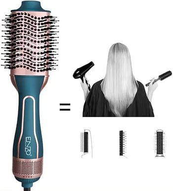 ENZO EN-4112 ENZO Hot Air Hair Brush Styler – 240V Professional Hair Dryer Brush with Multi-Function Heat Settings