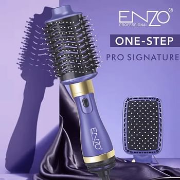 ENZO EN-4128 Professional 2-in-1 Hair Dryer and Styler - One-Step Electric Hot Air Brush, Rotating Volumizer, Ionic Technology, Adjustable Heat Settings - Perfect for Smooth