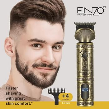 ENZO EN-5063B Professional Hair Clipper – Cordless Rechargeable Trimmer with Adjustable Blade, Precision Cutting, and Multiple Guide Combs