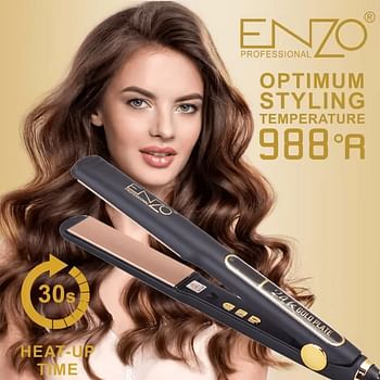 ENZO EN-5182 ENZO Professional Ceramic Hair Iron Straightener – 1.75-inch Wide Plate, Fast Heating, Adjustable Temperature, Anti-Frizz, and Lightweight Design