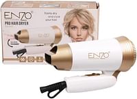 ENZO EN-607 Enzo Foldable Hair Dryer - Compact & Portable Nano Titanium Hair Dryer with Powerful Motor, Adjustable Heat & Speed Settings, Cool Shot Button, and Removable Filter