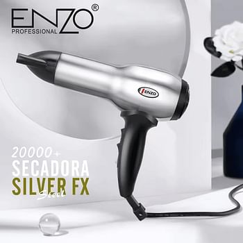 PRECISIONWARE ENZO EN-8225 Professional Hair Dryer – 2200W Ionic Hair Dryer with 3 Heat Settings, 2 Speed Settings, and Diffuser Attachment