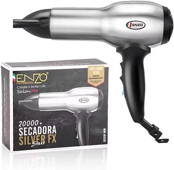 PRECISIONWARE ENZO EN-8225 Professional Hair Dryer – 2200W Ionic Hair Dryer with 3 Heat Settings, 2 Speed Settings, and Diffuser Attachment