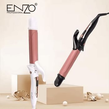 ENZO EN-9107 25 MM 2-in-1 Hair Curler and Straightener – Professional 2-in-1 Hair Styling Tool with Adjustable Temperature Settings- White