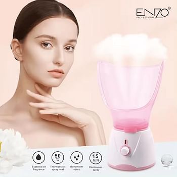 Precisionware Enzo en-8104 Facial Steamer Professional Nano Ionic Face Steamer for Deep Cleansing Hydration and Spa-quality Skin Care at Home EN-8104 - Pink