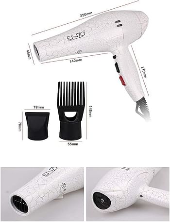 Precisionware Enzo Professional Hair Dryer 7500w High-power Ionic Technology 3 Heat Settings 2 Speed Settings With Concentrator Nozzle and Diffuser EN-6117 - Multicolor